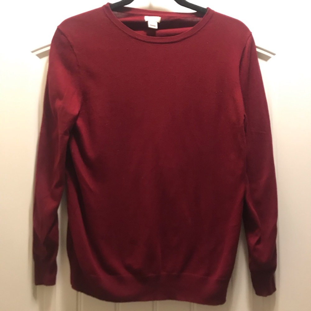 J. Crew Maroon 3/4 Sleeve Sweater, Size M